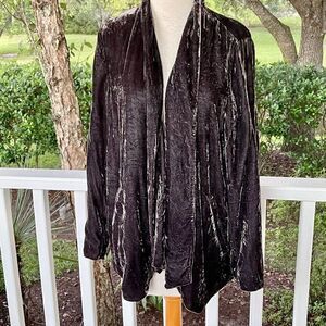 Eileen Fisher Crushed Velvet Open Front Cardigan